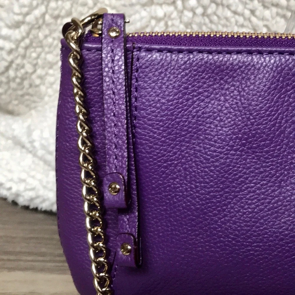Kate Spade Shoulder Bag Purple with Gold Chain and Leather Strap